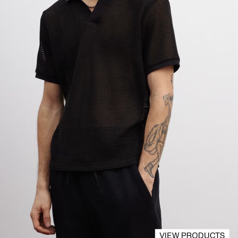H&M Black Short Sleeve Mesh Tee